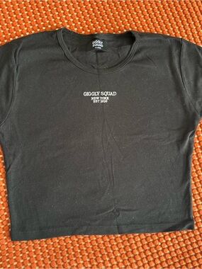 Black Crop Top with Chest Logo